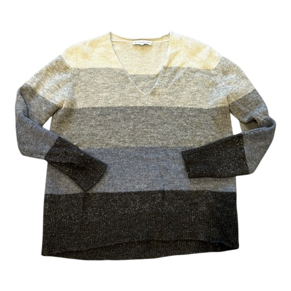 Striped V-Neck Sweater in Neutral Gradient